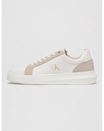 Pantofi sport cu garnituri din piele intoarsa, Alb/Maro taupe deschis