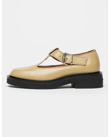 Pantofi Mary Jane din piele, Bej inchis
