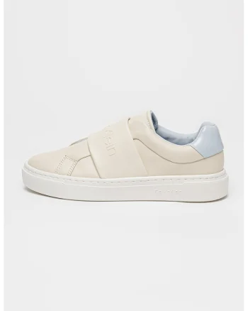 Pantofi sport din piele cu logo, Alb fildes