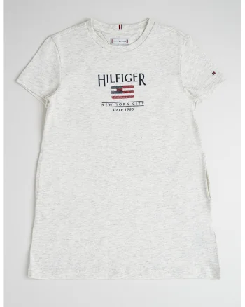 Rochie mini cu imprimeu logo, Gri melange