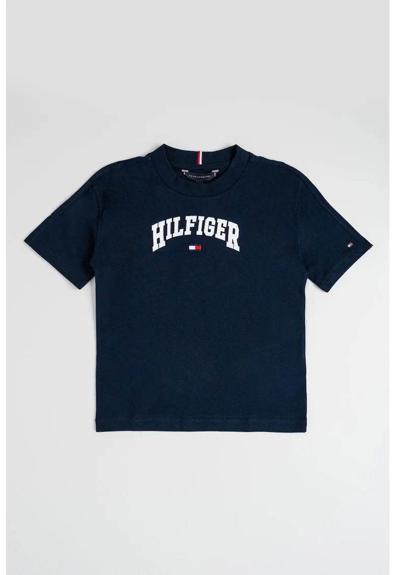 Tricou de bumbac cu imprimeu logo, Alb/Albastru ultramarin