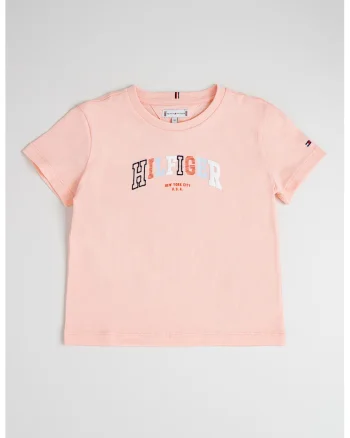 Tricou varsity cu logo, Roz pastel