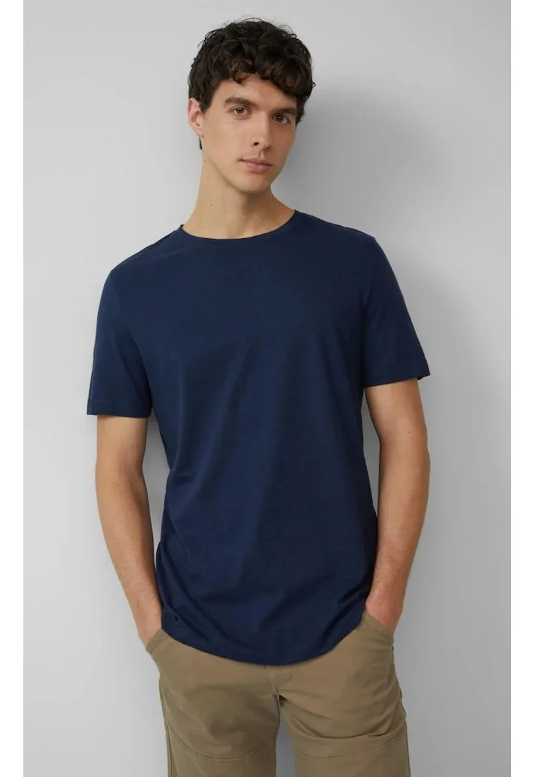 Tricou barbati, Regular Fit din amestec de in si bumbac, Bleumarin inchis