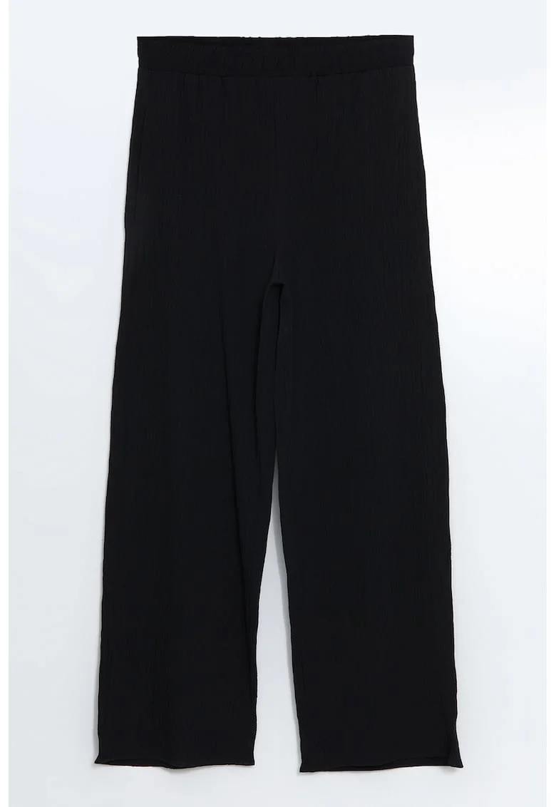 Pantaloni cu croiala dreapta cu talie medie, Negru