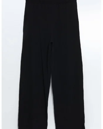 Pantaloni cu croiala dreapta cu talie medie, Negru