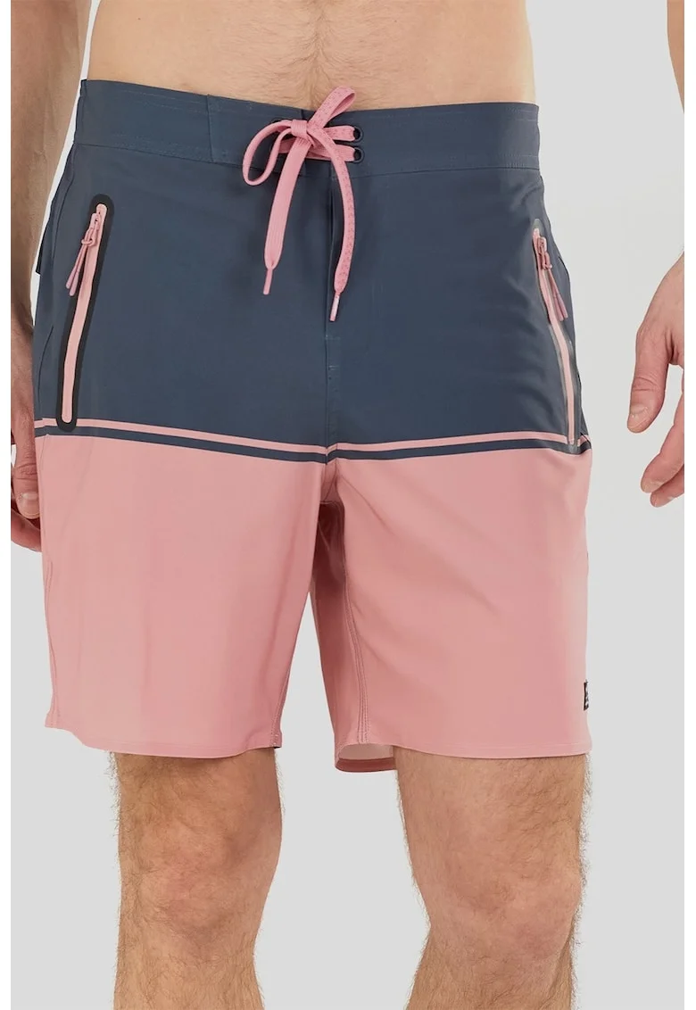 Pantaloni scurti de baie cu buzunare cu fermoar Morris, Roz prafuit/Bleumarin