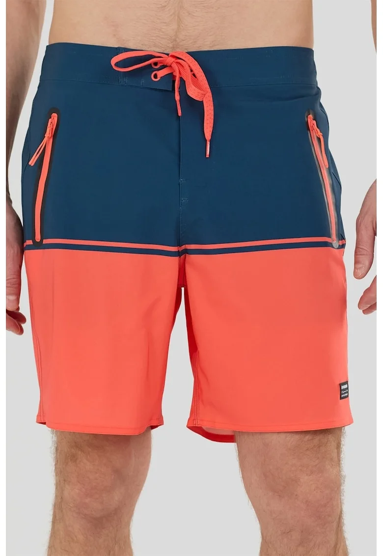 Pantaloni scurti de baie cu buzunare cu fermoar Morris, Portocaliu mandarina/Bleumarin