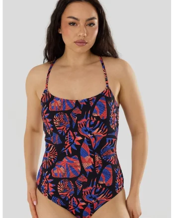 Costum de baie intreg cu model Lorida, Rosu/Negru/Bleumarin