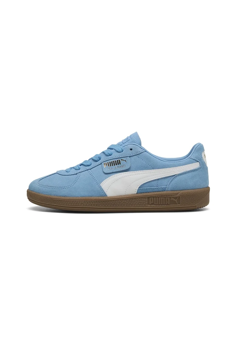 Pantofi sport Palermo de piele intoarsa si piele, Alb/Albastru glaciar