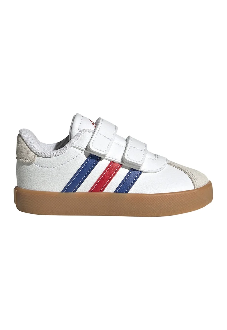 Pantofi sport VL Court de piele ecologica si piele intoarsa cu velcro, Alb/Albastru