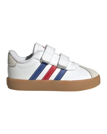 Pantofi sport VL Court de piele ecologica si piele intoarsa cu velcro, Alb/Albastru