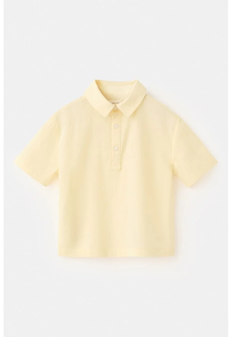 Tricou polo din amestec de in, Bej deschis