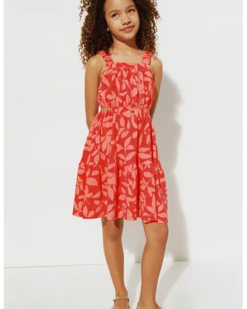 Rochie cu decupaje in talie, Rosu/Coral