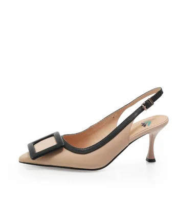 Pantofi slingback din piele cu varful ascutit, Maro