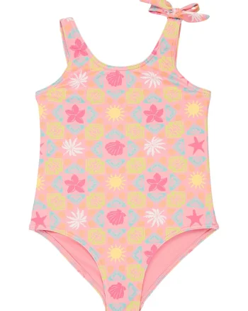 Costum de baie intreg Check One, Galben/Roz/Albastru