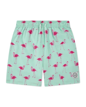 Pantaloni scurti de baie cu model, Fucsia/Verde menta