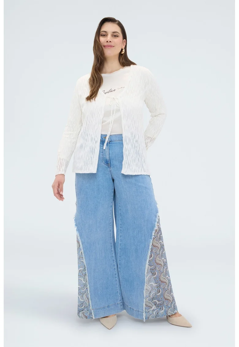 Cardigan tricotat cu sireturi, Alb