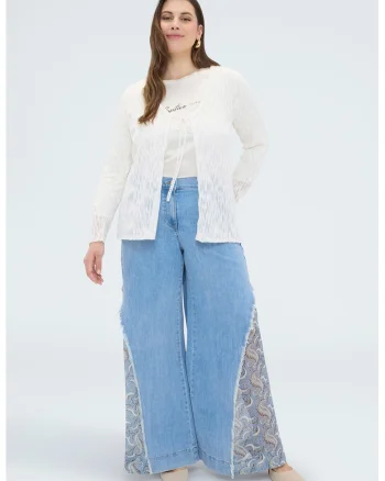 Cardigan tricotat cu sireturi, Alb