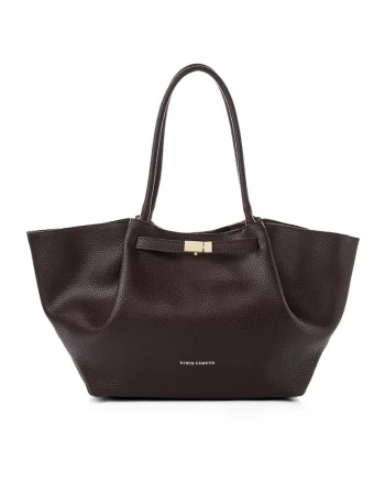 Geanta tote de piele ecologica, Maro inchis, 27x52x13