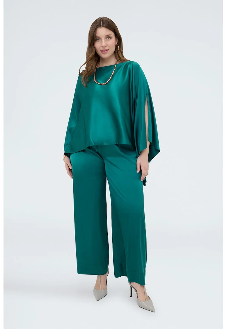 Bluza cu maneci cu slit, Verde persan