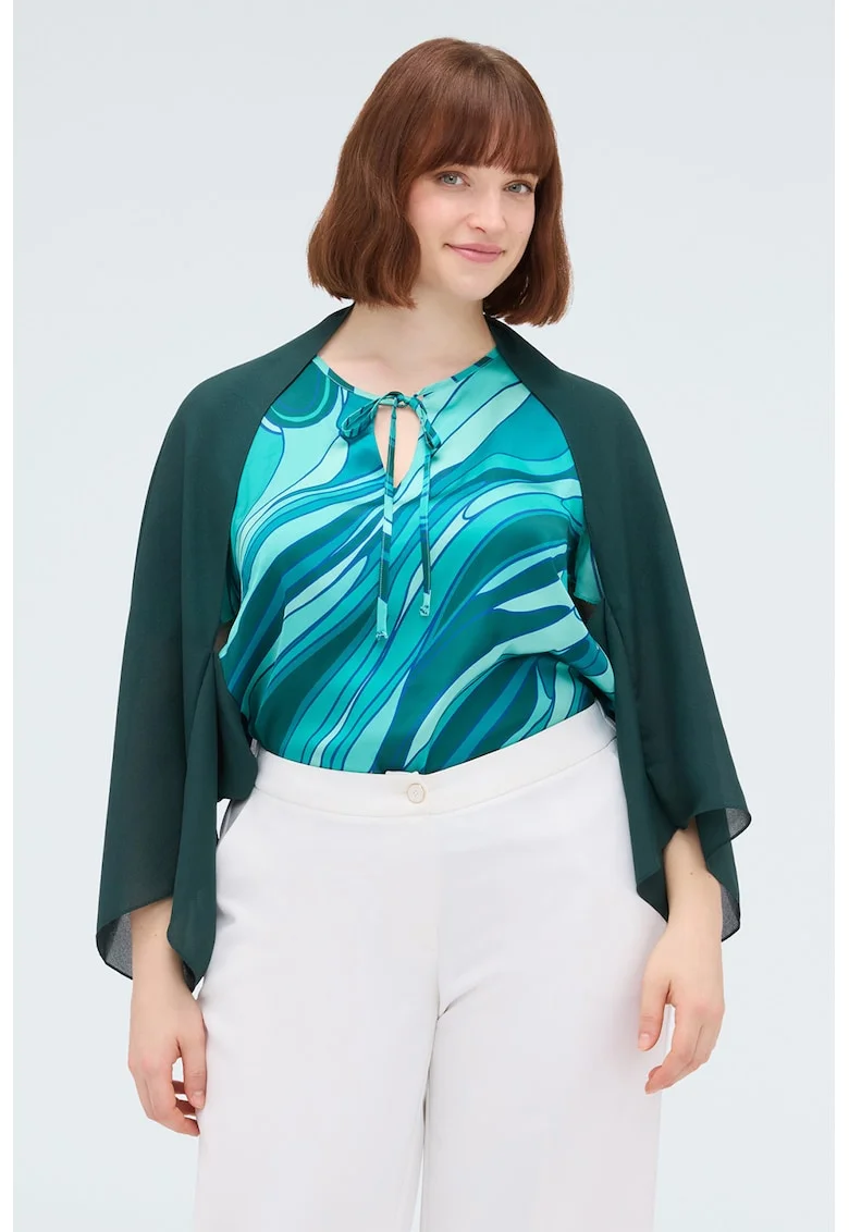 Poncho scurt cu model uni, Verde englez
