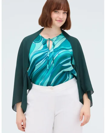 Poncho scurt cu model uni, Verde englez
