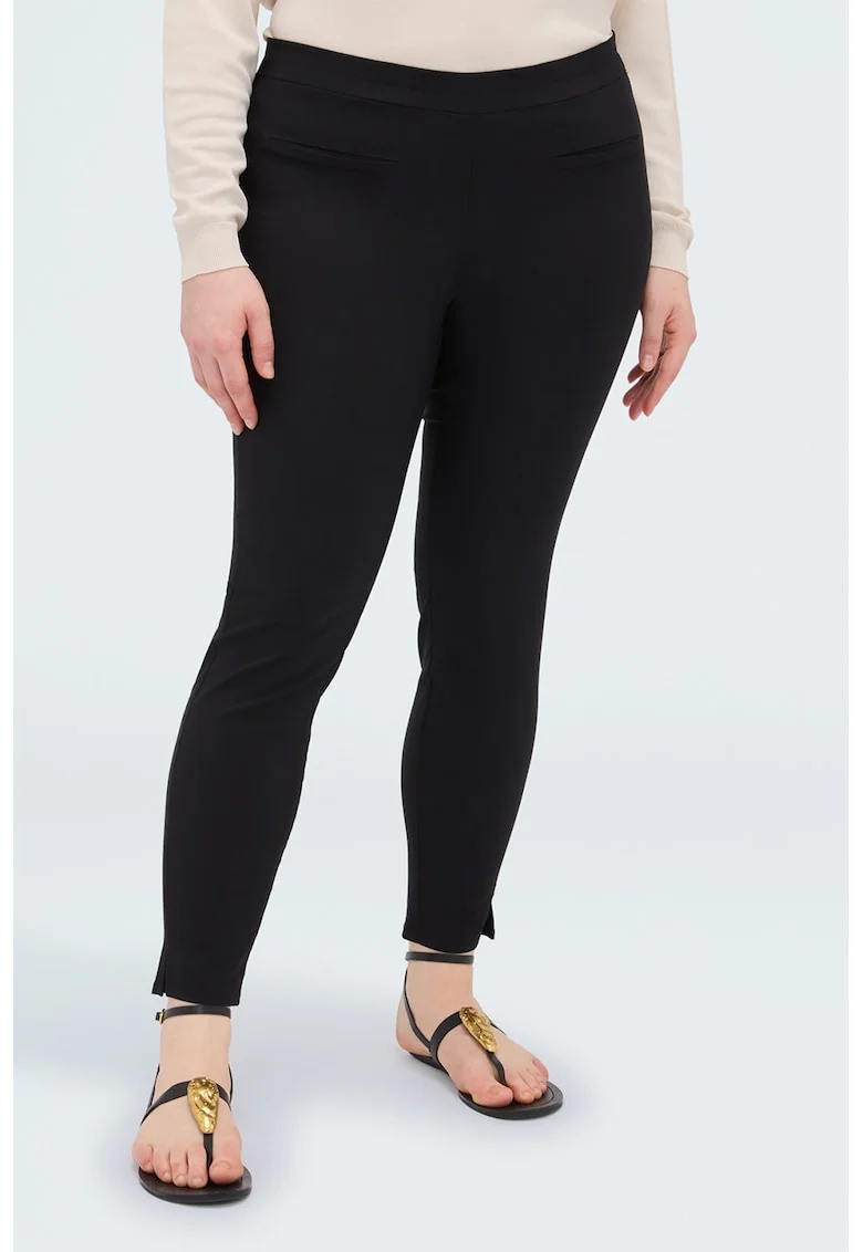 Pantaloni crop slim fit cu talie inalta, Negru