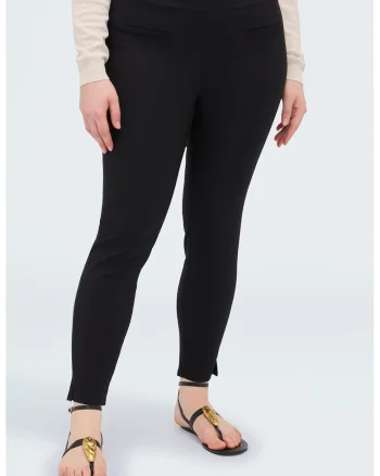 Pantaloni crop slim fit cu talie inalta, Negru