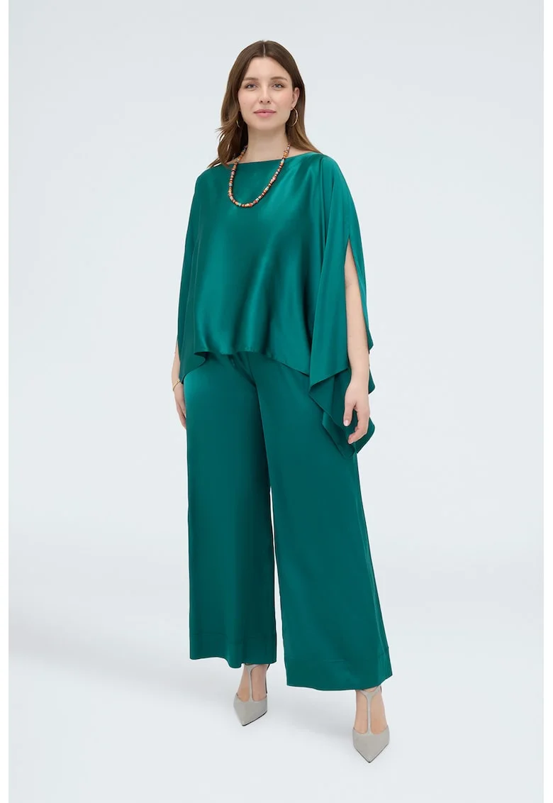 Pantaloni cu croiala ampla si buzunare, Verde persan