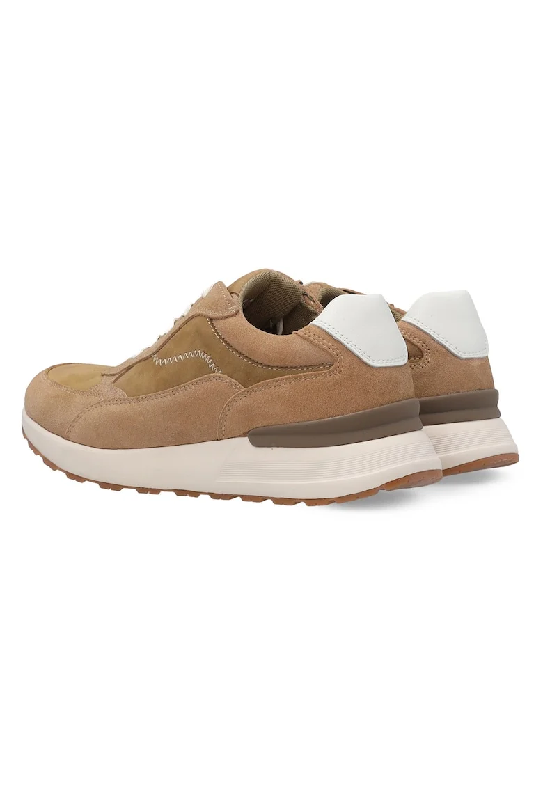 Pantofi sport uni de piele intoarsa, Bej
