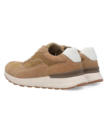Pantofi sport uni de piele intoarsa, Bej