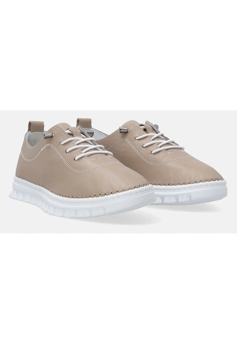 Pantofi sport din piele, Bej, Bej