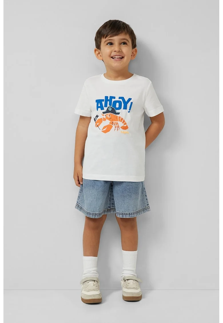 Tricou din bumbac cu model, Alb
