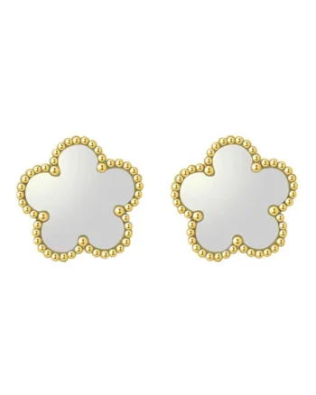 Cercei  aurii, inox suflat cu aur 18k, forma de floricele, 0.9x0.9cm, hipoalergeni