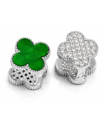 Cercei Elaria, argintii, forma de trifoi, suflati cu aur 18k, 1.6x1.6cm