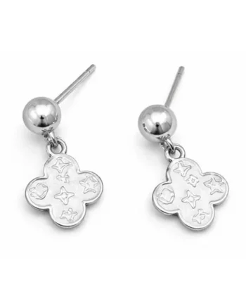 Cercei argintii Calista C3, inox suflat cu aur 18k, forma trifoi, 1.8x1cm