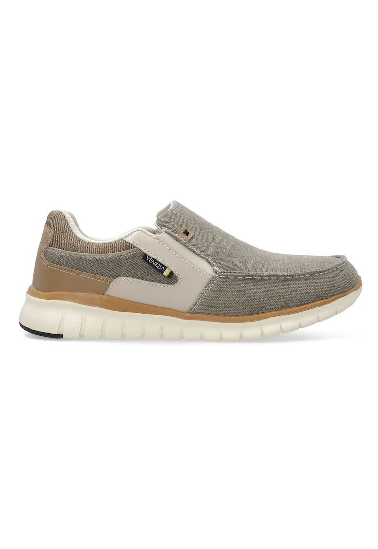 Pantofi loafer cu insertii elastice, din panza texturata