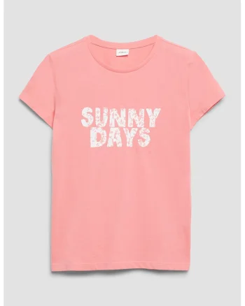Tricou regular fit cu imprimeu text, Roz somon