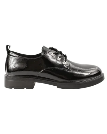 Tenisi  1227-10 negru, piele lacuita, Negru
