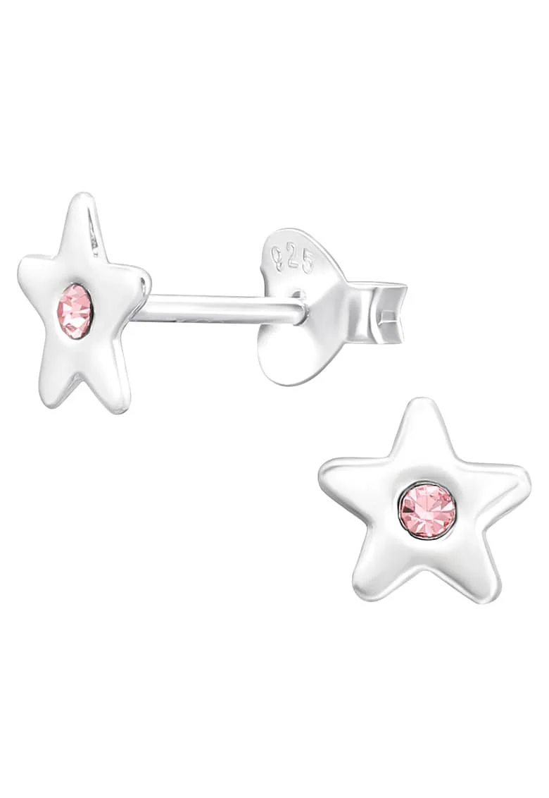 Cercei din Argint 925 Stelute cu Cristale Zirconia Rose