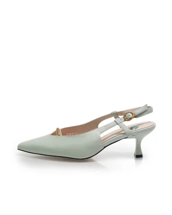 Pantofi slingback din piele cu detaliu decupat, Verde