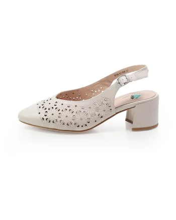 Pantofi slingback din piele naturala, Bej, Bej