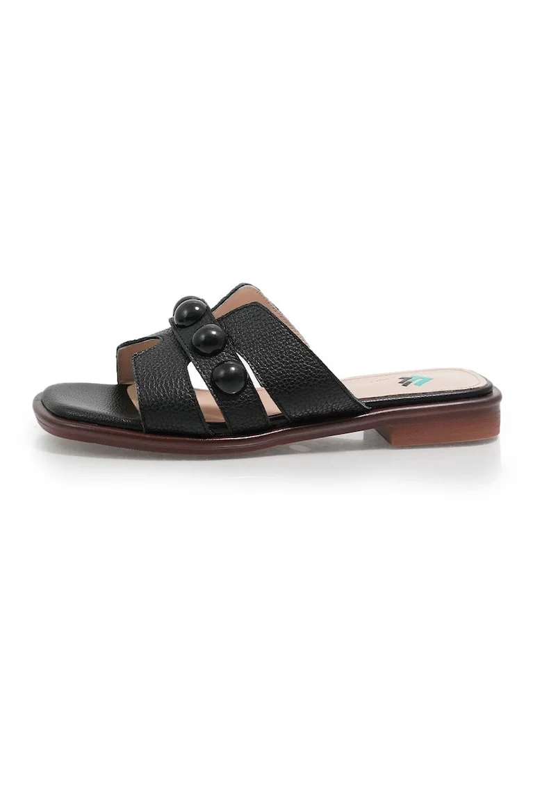 Papuci dama  2601405 din piele naturala, Negru