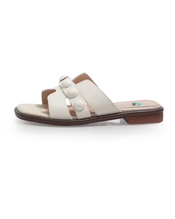 Papuci dama  2601406 din piele naturala, Bej