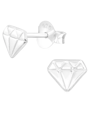 Cercei din Argint 925, forma diamant, 6mm x 5mm, inchidere tip fluturas,