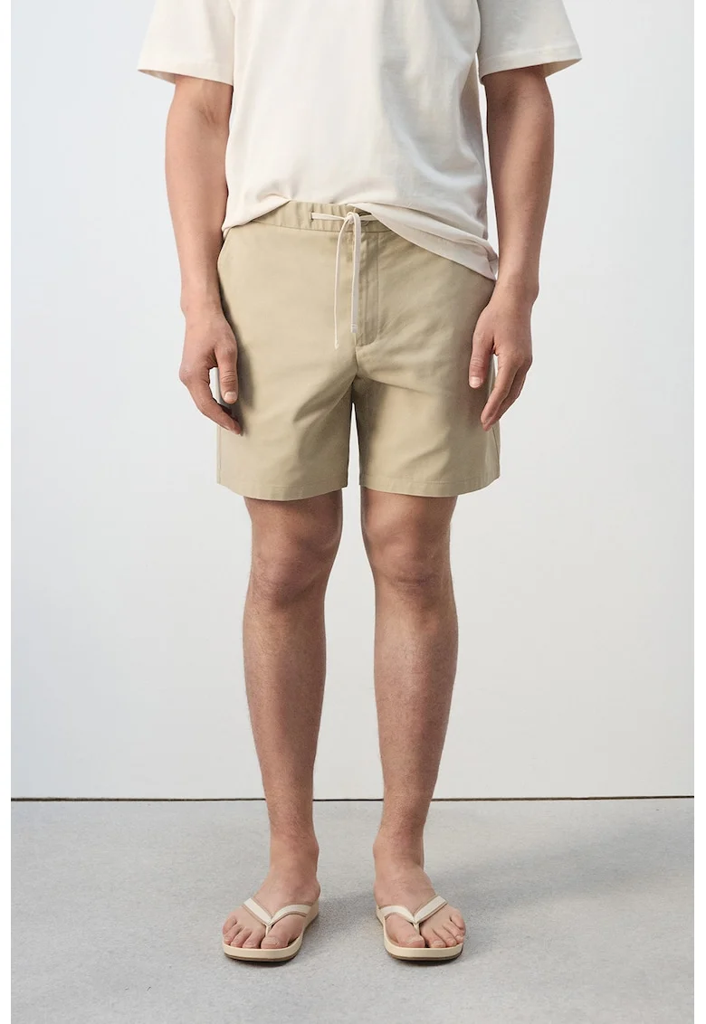 Pantaloni scurti din amestec de lyocell cu snur, Maro nisip