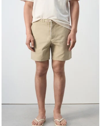 Pantaloni scurti din amestec de lyocell cu snur, Maro nisip