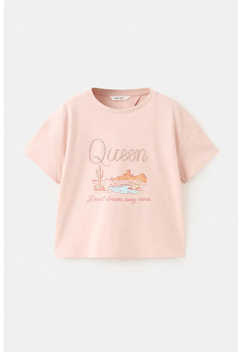 Tricou cu imprimeu grafic, Roz somon