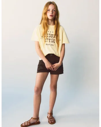 Tricou cu imprimeu text, Bej/Maro pamantiu