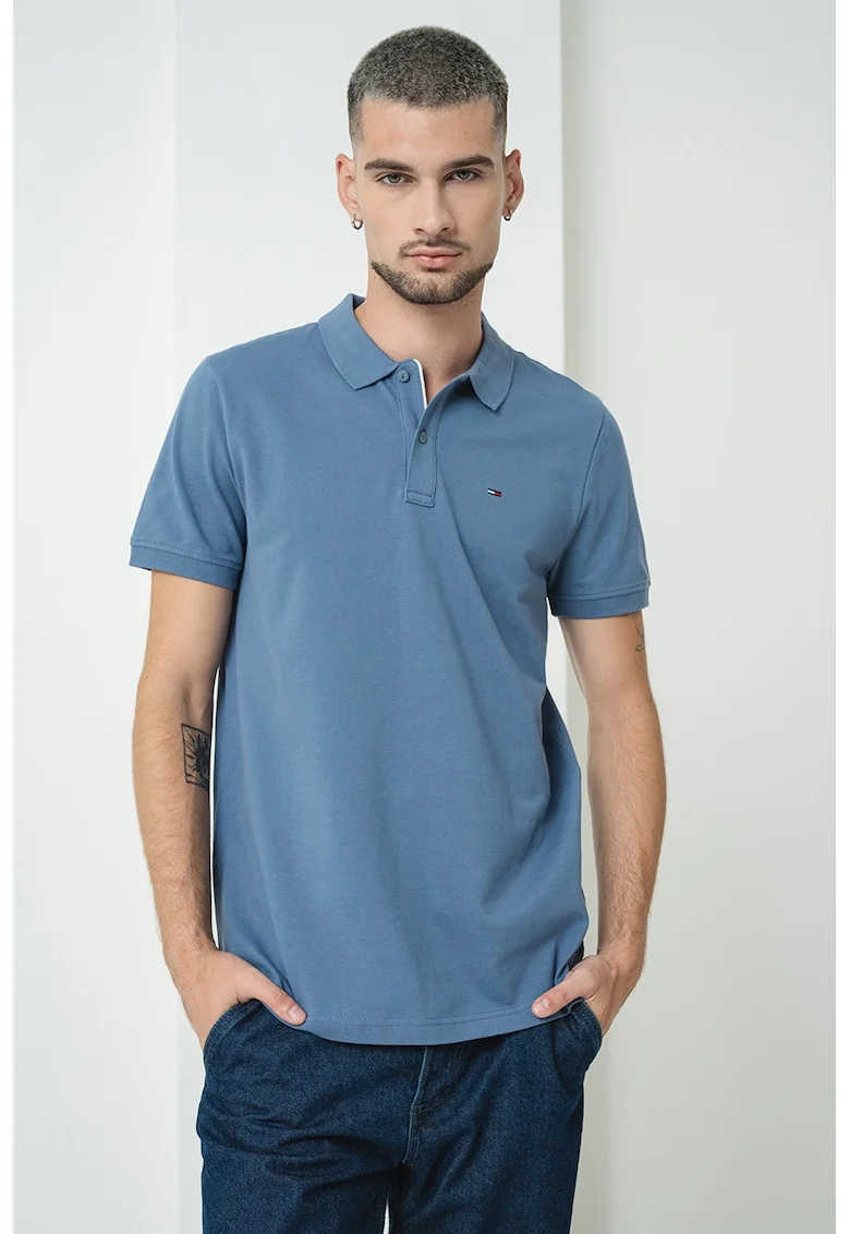 Tricou polo slim fit din bumbac, Albastru prafuit